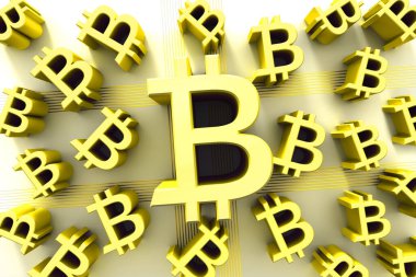 Yeni şifreli para ticareti kavramı: Bitcoin. Dijital finans kavramı. 3d illüstrasyon.