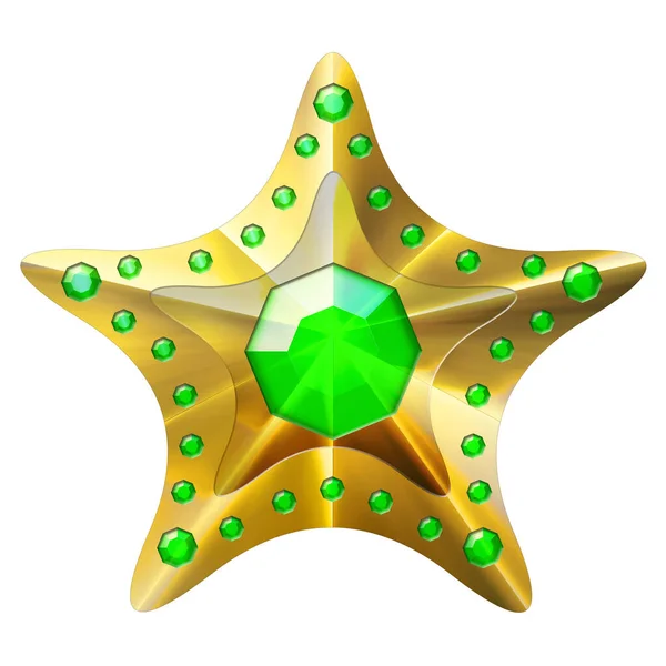 Golden Christmas Star isolerad på vit bakgrund. Närbild. 3D-illustration. — Stockfoto