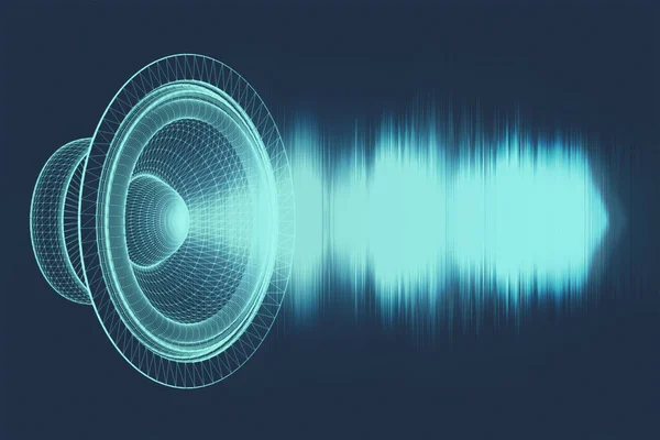 Fale dźwiękowe oscylujące światło jarzeniowe, tło technologii abstrakcyjnej. Ilustracja 3D. — Zdjęcie stockowe