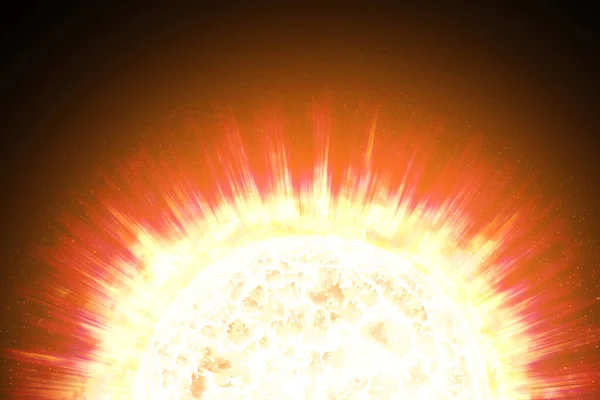 宇宙での太陽へのコロナの放出と卓越性。太陽フレアだ磁気嵐. — ストック写真