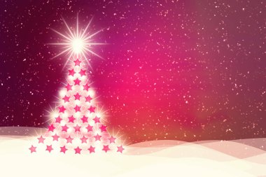 Işıkları sönmüş Noel ağacı. Kırmızı arka plan. 3d illüstrasyon.