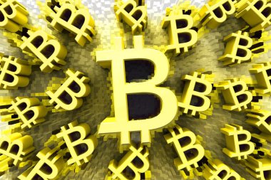 Yeni şifreli para ticareti kavramı: Bitcoin. Dijital finans kavramı. 3d illüstrasyon.