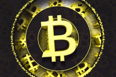 Yeni şifreli para ticareti kavramı: Bitcoin. Dijital finans kavramı. 3d illüstrasyon.