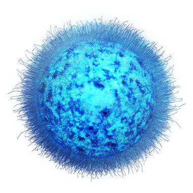 Virüs beyaz arka planda izole edilmiş. İnsan virüsü, grip, mikroskop altındaki bir virüse bakış, virüs salgını. Bulaşıcı hastalık. 3d oluşturma