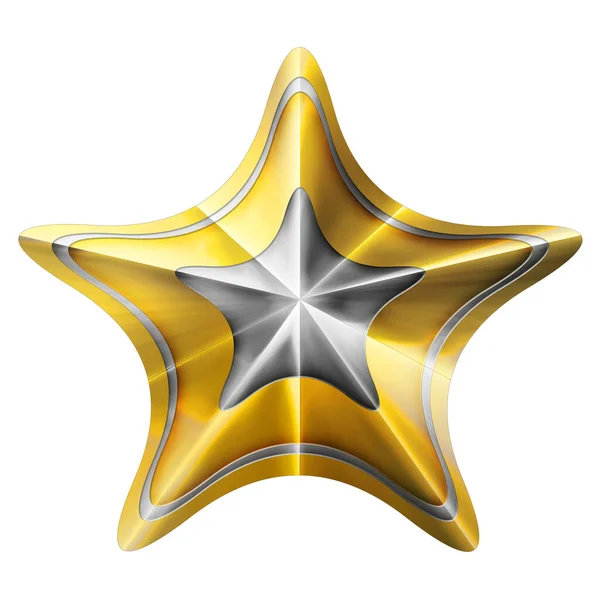 Golden Sheriff Star izolován na bílém pozadí. Detailní záběr. 3D ilustrace. — Stock fotografie
