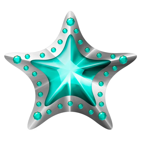 Metal Star award voor mobiel spel geïsoleerd op witte achtergrond. Een ster. Sterrenprijs. geïsoleerd op wit en clipping pad 3d illustratie. — Stockfoto