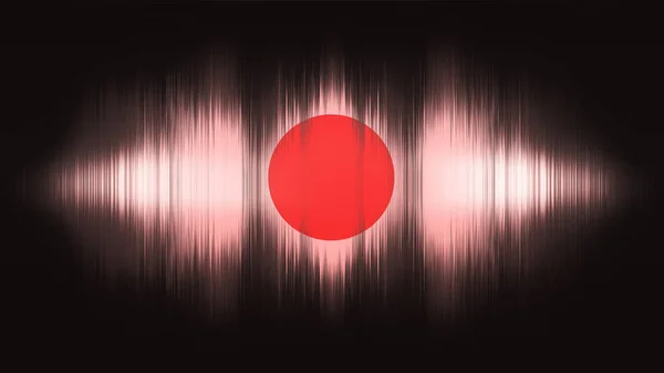Japão iluminado abstrato onda digital de partículas brilhantes e wireframe. Ilustração futurista 5.1 som. Elemento HUD. Conceito de tecnologia japonesa. Fundo abstrato. Ilustração 3D . — Fotografia de Stock