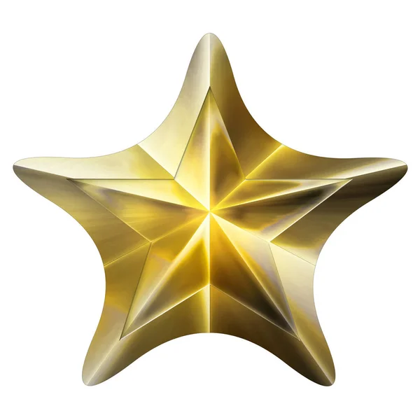 Golden Sheriff Star geïsoleerd op witte achtergrond. Een close-up. 3d illustratie. — Stockfoto