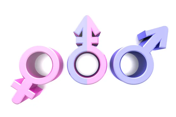 Sinais de Vénus e Marte. Símbolos de design de conceito de gênero. Ilustração 3D — Fotografia de Stock
