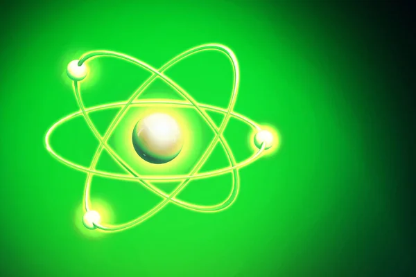 Atom Backgrounds from Geometric Shapes, Circle of Points of Lines. Atom nuclear model on energetic background. 3D illustration — Stock Photo, Image