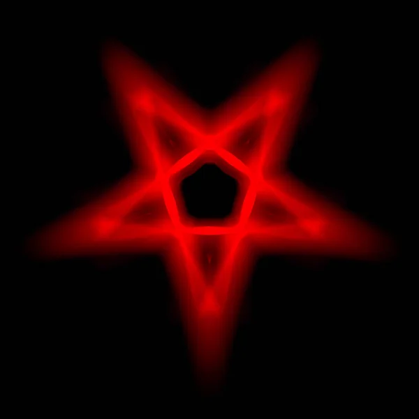 Omvänd Pentagram symbol. Wiccan-symboler - Svavelkors. En blodröd runcirkel. Satanisk skylt, magisk kastring. Pentalpha, Pentangle. 3D-illustration. — Stockfoto
