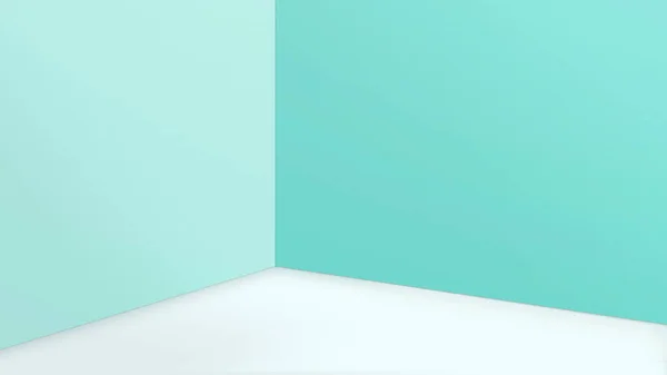 Angolo vuoto con pareti e pavimento blu. Gradiente di studio stanza vuota utilizzato per lo sfondo e visualizzare il prodotto. Illustrazione 3d — Foto Stock