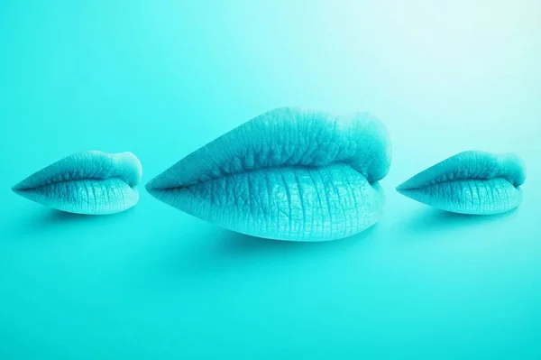 Contemporary art collage. Fashion Concept Lipstick. Multicolored lips. Modern minimal art. — Stock Photo, Image