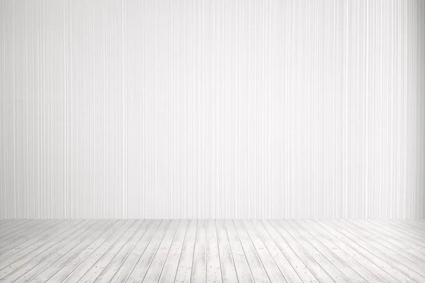 Szoba belső évjárat fehér téglafal és fa padló háttér. fehér beton fal és fehér fa padló. Üres, világos belső tér. 3d renderelés. — Stock Fotó