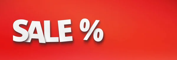 Sale banner on red background. 3d illustration — Stock Photo, Image