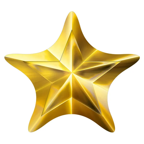 Golden Sheriff Star geïsoleerd op witte achtergrond. Een close-up. 3d illustratie. — Stockfoto