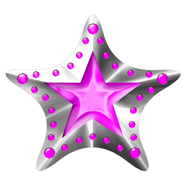 Silver Christmas Star isolerad på vit bakgrund. Närbild. 3D-illustration. — Stockfoto