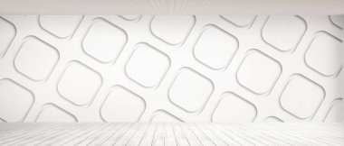 Oda iç vintage beyaz tuğla duvar ve ahşap yerde backg ile