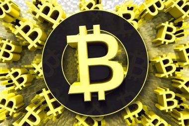 Yeni şifreli para ticareti kavramı: Bitcoin. Dijital finans kavramı. 3d illüstrasyon.