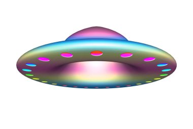 Uzaylı uzay gemisi UFO beyaz arkaplan 3D görüntüleme üzerinde izole.