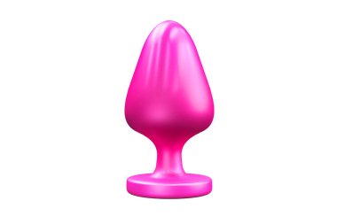 Beyaz arka planda izole edilmiş pembe popolu anal seks oyuncağı. 3d illüstrasyon.