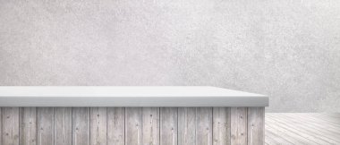 Hafif ahşap masa üstü ürünlerinizi göstermek veya montajlamak için kullanılabilir. 3d illüstrasyon