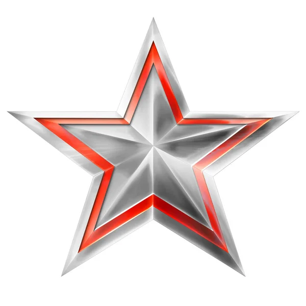 Metal Star ocenění za mobilní hru izolované na bílém pozadí. Star. Star Award. (izolované na bílé a výstřižkové cestě) 3D ilustrace. — Stock fotografie