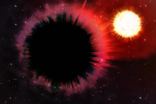 블랙홀. 추상적 우주 벽지입니다. 별들로 가득 한 우주. 우주의 물체들. 퀘이사와 블랙 홀딩스. 깊은 공간. 3D 삽화. — 스톡 사진
