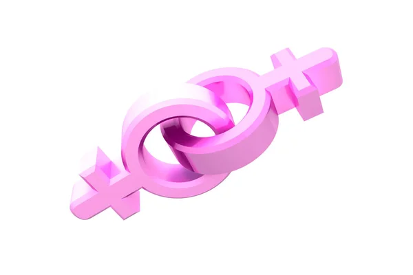 Basit lezbiyen ikonu. Cinsiyet sembolü. doğrusal erkek sembolü 3d illüstrasyon. — Stok fotoğraf