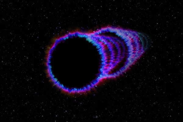 Τέχνη του διαστήματος. Νεφελώματα, πλανήτες, γαλαξίες και αστέρια σε όμορφη σύνθεση. Φοβερό για ταπετσαρία και εκτύπωση. Κουασάρ και μαύρη τρύπα. 3D εικονογράφηση. — Φωτογραφία Αρχείου