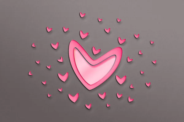 I Love You - Papier Origami achtergrond. Roze hart. Ik hou van je belettering sjabloon voor meisjesachtige t-shirt print ontwerp. Valentijnsdag wenskaart. — Stockfoto