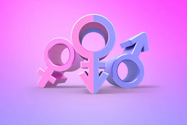 Venus och Mars tecken. Symboler för könskonceptdesign. 3D-illustration — Stockfoto