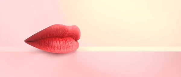 Læber. Fashion Concept Læbestift. Flerfarvede læber. Moderne minimal kunst . - Stock-foto
