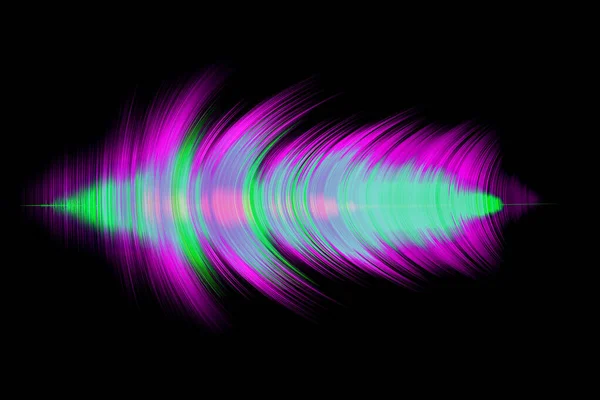 发光的发光粒子和线框的抽象数字波。 未来派插图5.1音效。 胡德元素。 技术概念。 摘要背景。 3d说明 — 图库照片