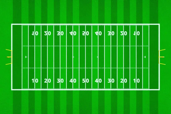 Vue sur le terrain de football américain. Modèle d'herbe verte pour sp — Photo