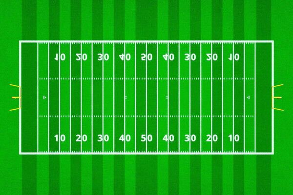 Top views of american football field. Green grass pattern for sp