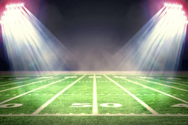 Perspective of football field. Football stadium with white lines — Stock Photo, Image