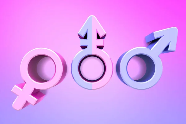 Venus y Marte señalan. Símbolos del diseño del concepto de género. Ilustración 3D — Foto de Stock