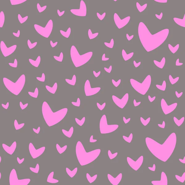 Roze hartjes op lichtgrijze achtergrond romantisch naadloos patroon. Valentijnsdag achtergrond. Casual dot behang ontwerp — Stockfoto