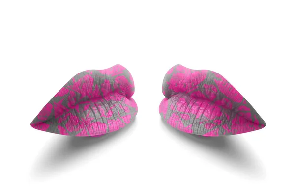 Lippen. Modekonzept Lippenstift. Bunte Lippen. Moderne Minimal Art. — Stockfoto