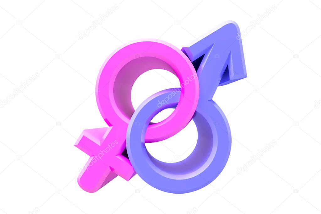 Male and Female icon symbol on white background. Symbols of gender concept design. 3D illustration