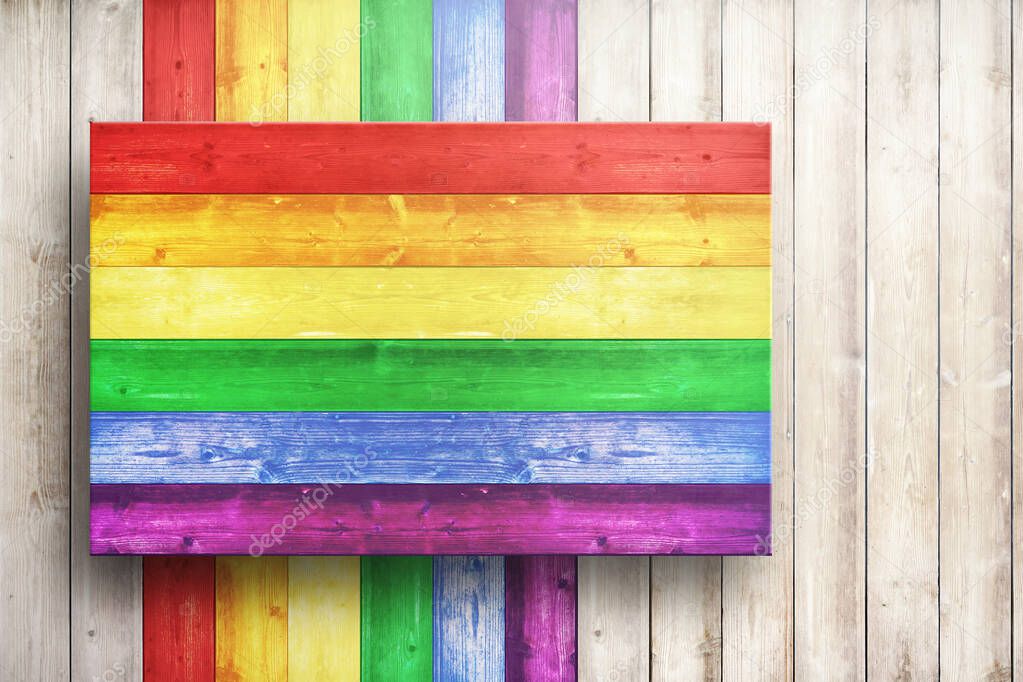 Wood texture background surface with LGBT natural pattern or whi
