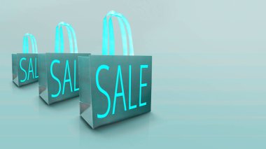 Gri alışveriş mağazası için özel teklif çantası. Sancak Tasarımı Düzen şablonu 3d oluşturma.