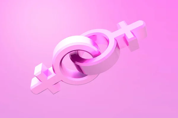 Einfache lesbische Ikone. Gender-Symbol. Lineares männliches Symbol 3D-Illustration. — Stockfoto