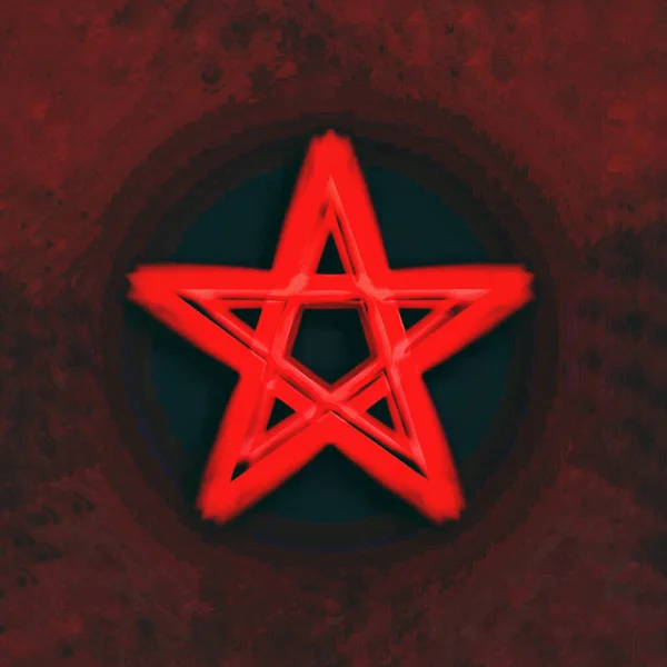 Umgekehrtes Pentagramm-Symbol. wiccan Symbole - Kreuz aus Schwefel. Bloo — Stockfoto