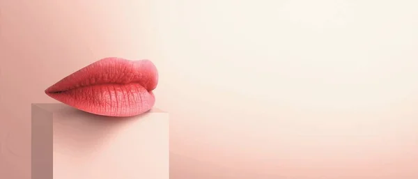Губи. Модна концепція помади. Різнокольорові губи. Сучасне мінімальне мистецтво . — стокове фото