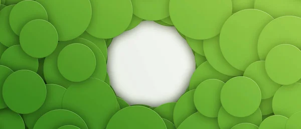 Groene Banner Met Ronde Papieren Vormen — Stockfoto