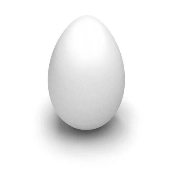 Πρότυπο για σχέδια και εικόνες του Πάσχα. Αυγό Ρεαλιστικό λευκό απομονωμένο σε λευκό φόντο. 3D εικονογράφηση — Φωτογραφία Αρχείου