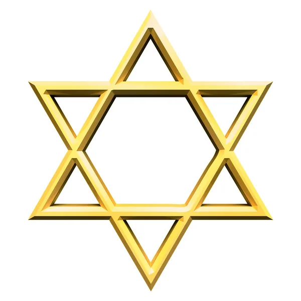 Ein Star. Siegel des Solomon-Symbols. jüdischer Stern von david six sointed stern. isoliertes Goldhexagramm auf weißem Hintergrund. 3D-Illustration — Stockfoto