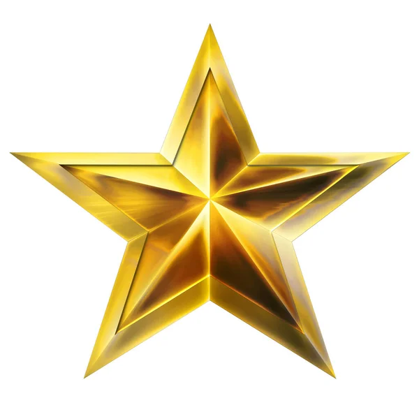 Golden Star Award för spel isolerad på vit bakgrund. Stjärna. Star Award. (isolerad på vit och klippbana) 3D-illustration. — Stockfoto